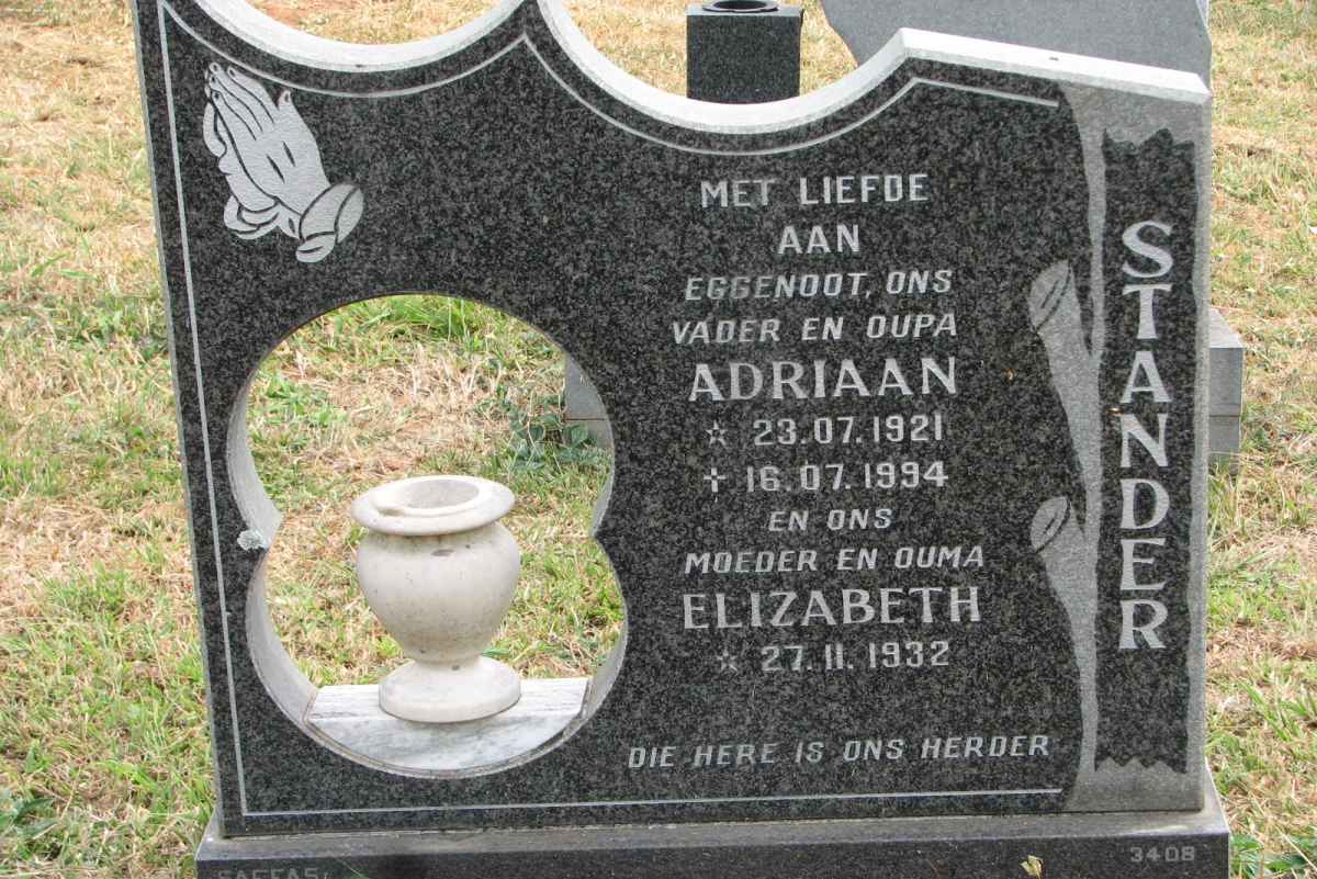 STANDER Adriaan 1921-1994 &amp; Elizabeth 1932-