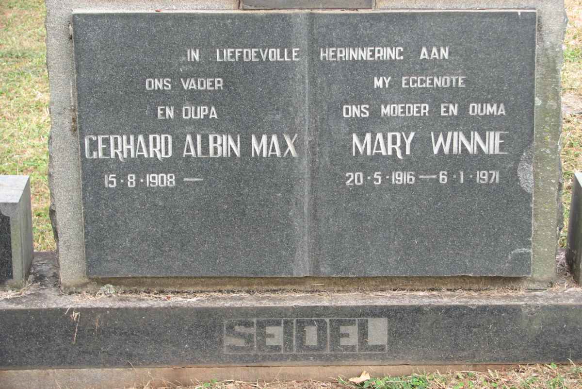 SEIDEL Gerhard Albin Max 1908- &amp; Mary Winnie 1916-1971