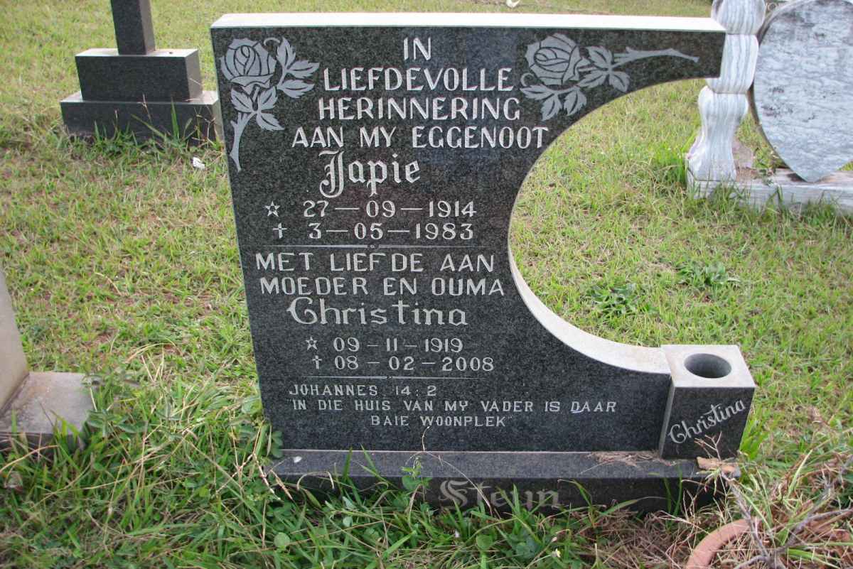 STEYN Japie 1914-1983 &amp; Christina 1919-2008