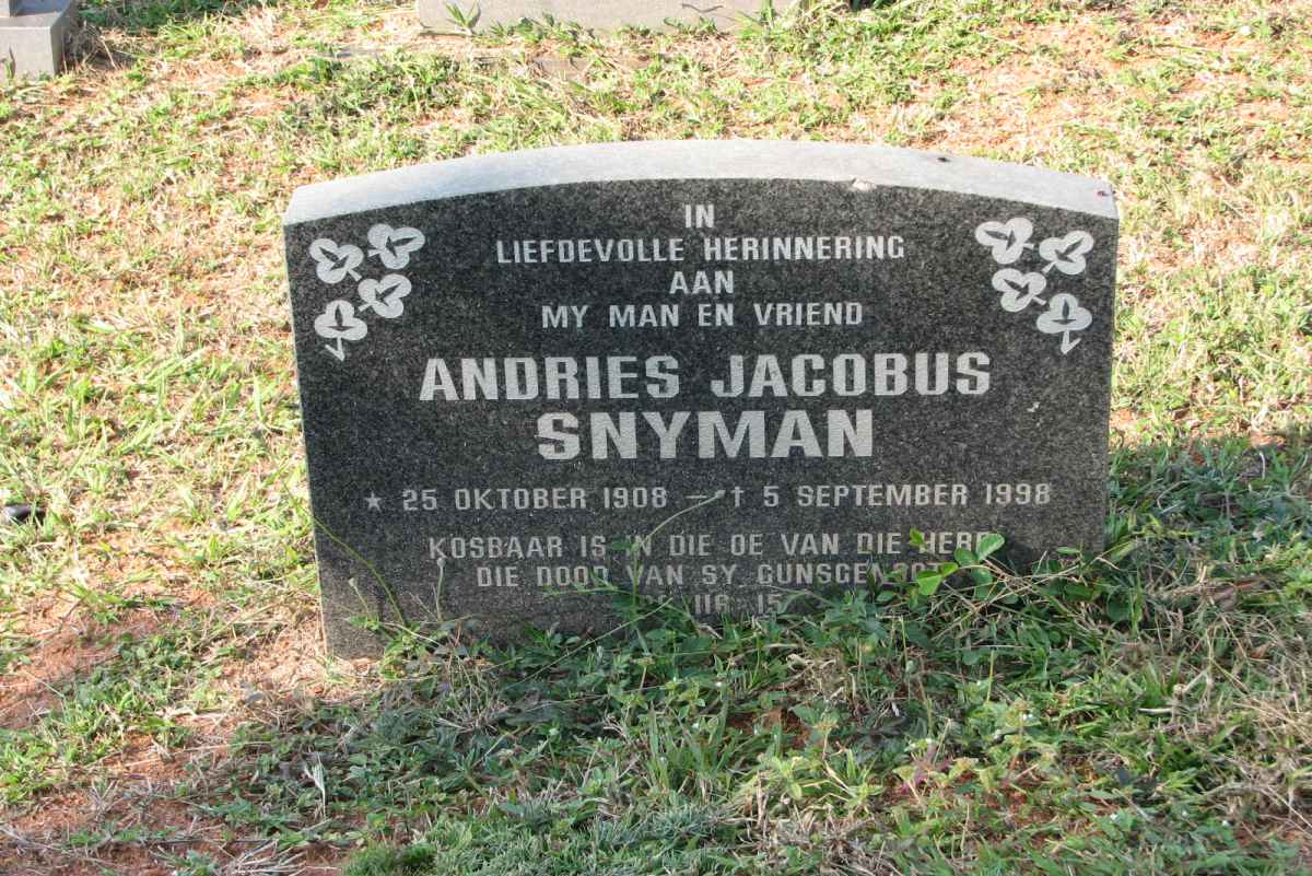SNYMAN Andries Jacobus 1908-1998