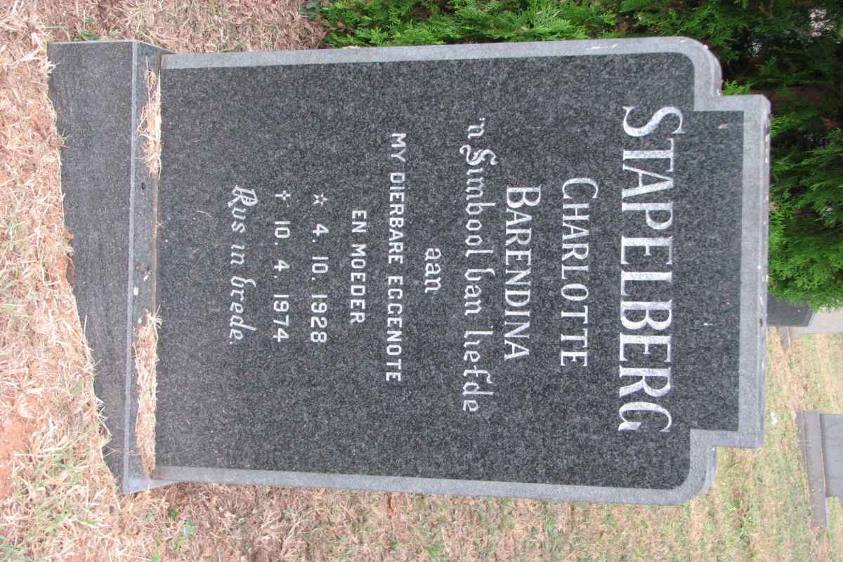 STAPELBERG Charlotte Barendina 1928-1974