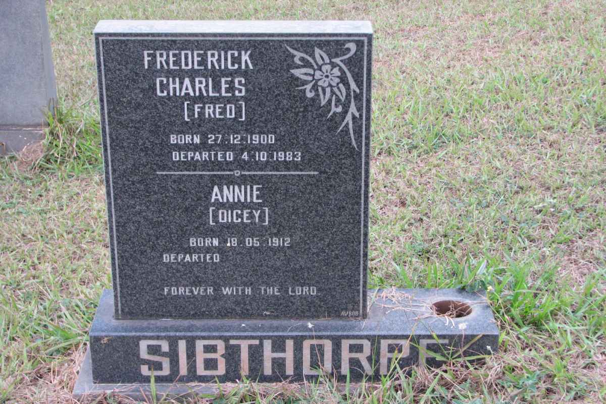 SIBTHORPE Frederick Charles 1900-1983 &amp; Annie 1912-