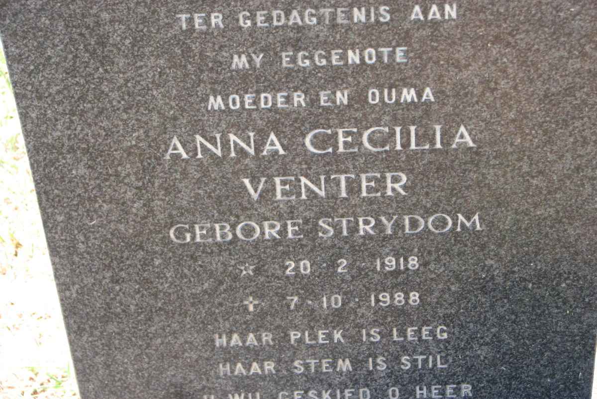 VENTER Anna Cecilia nee STRYDOM 1918-1988
