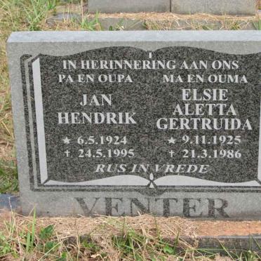 VENTER Jan Hendrik 1924-1995 &amp; Elsie Aletta Gertruida 1925-1986
