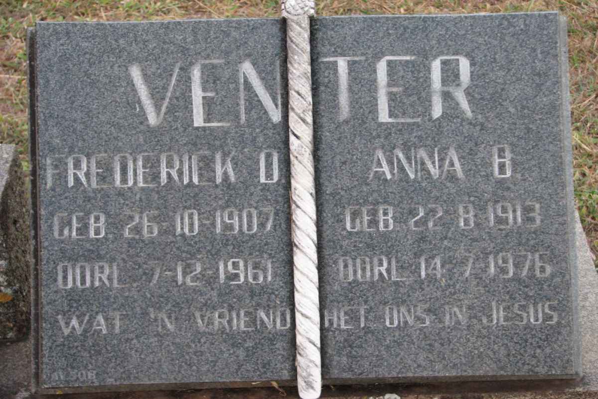 VENTER Frederick D. 1907-1961 &amp; Anna B. 1913-1976