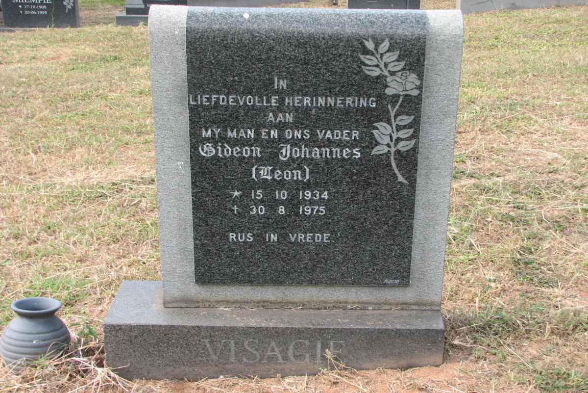VISAGIE Gideon Johannes 1934-1975