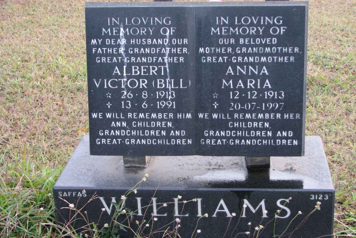 WILLIAMS Albert Victor 1913-1991 &amp; Anna Maria 1913-1997