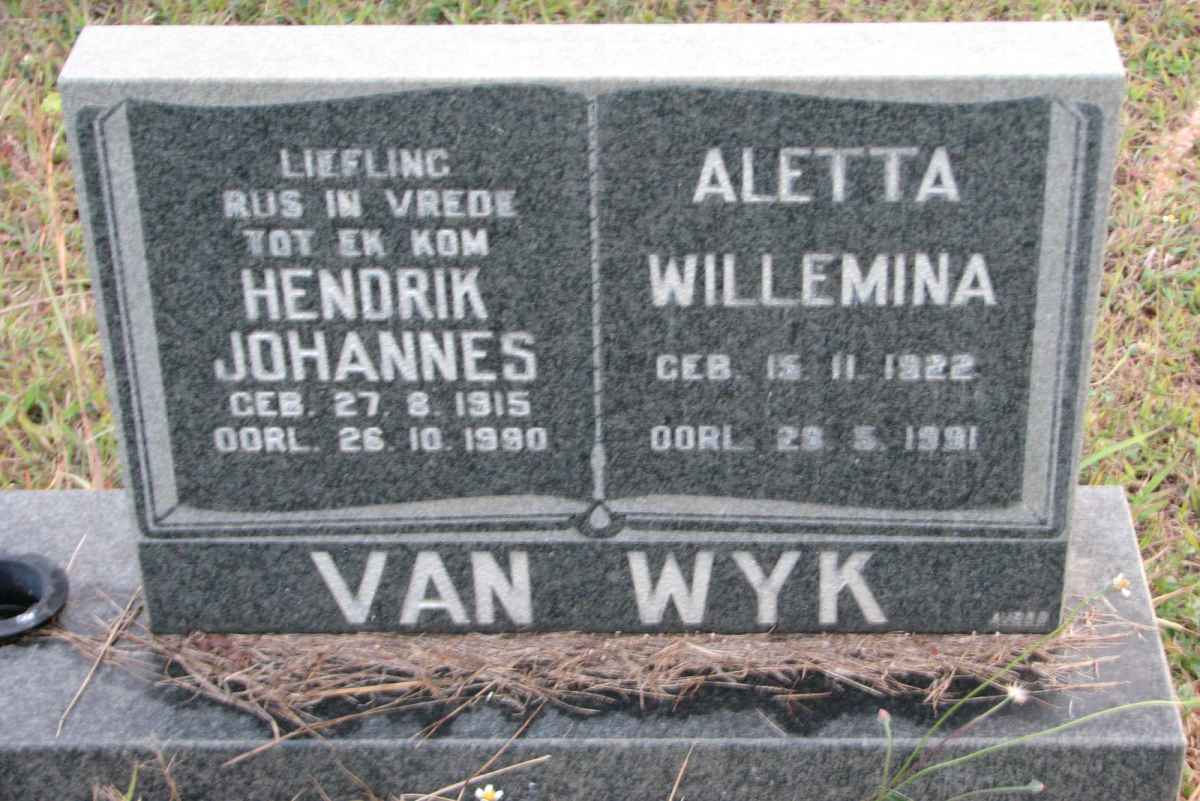 WYK Hendrik Johannes, van 1915-1990 &amp; Aletta Willemina 1922-1991