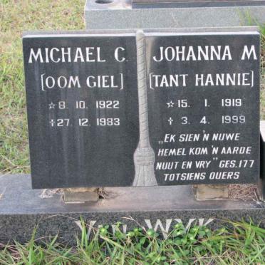WYK Michael C., van 1922-1983 &amp;  Johanna M. 1919-1999