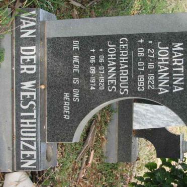 WESTHUIZEN Gerhardus Johannes, van der 1920-1974 &amp; Martina Johanna 1922-1993