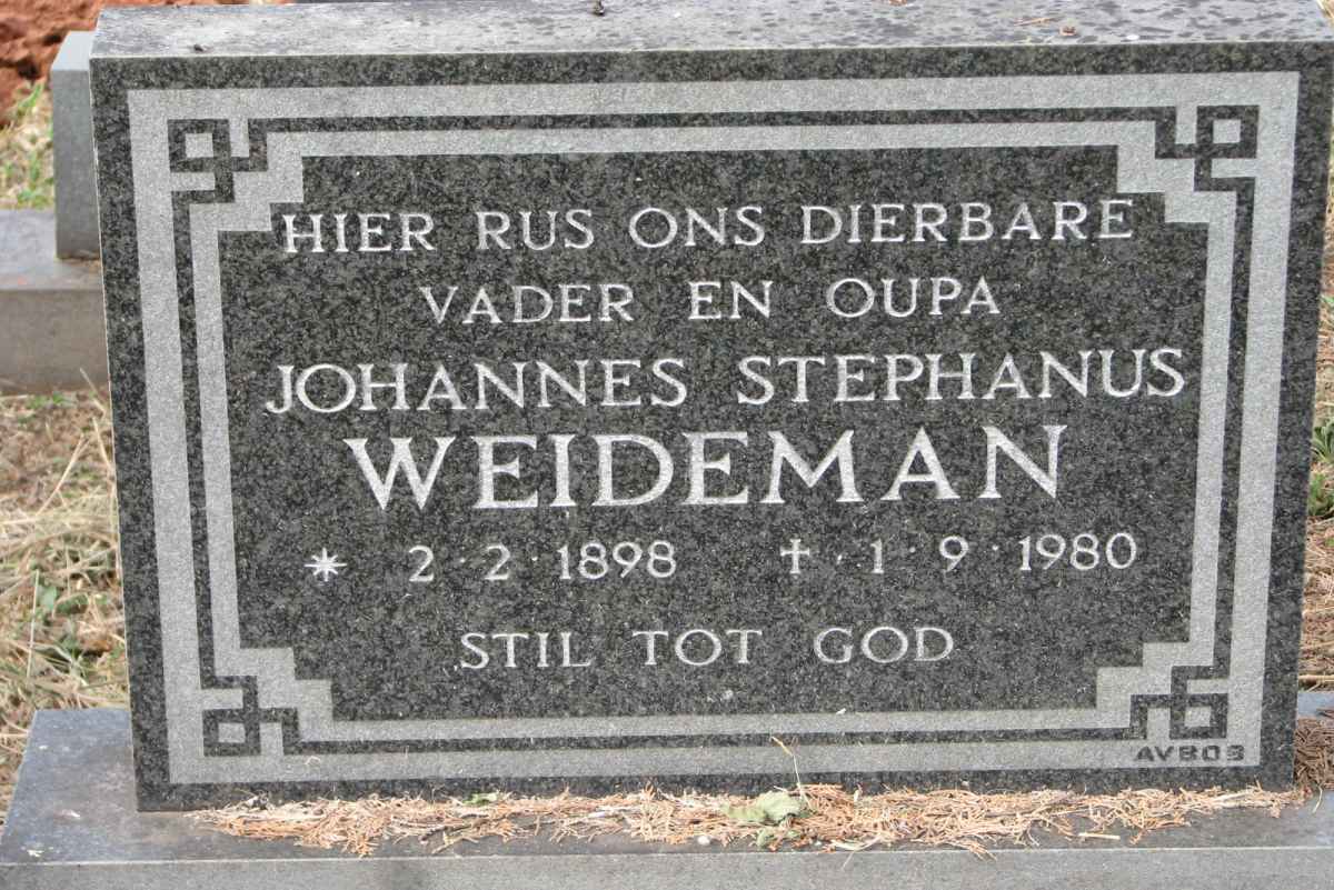WEIDEMAN Johannes Stephanus 1898-1980