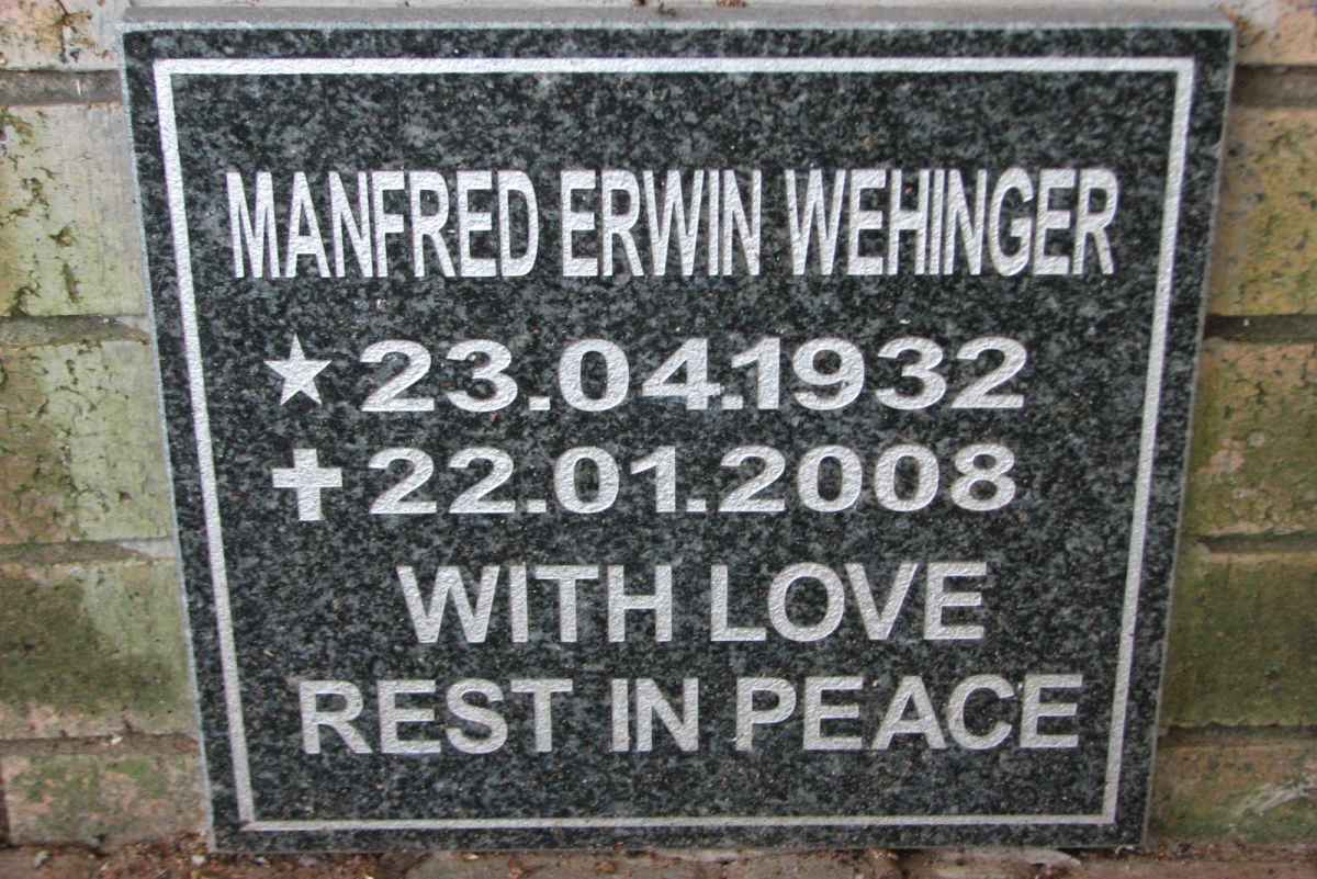 WEHINGER Manfred Erwin 1932-2008