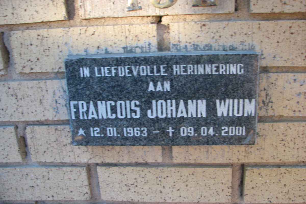 WIUM Francois Johann 1963-2001