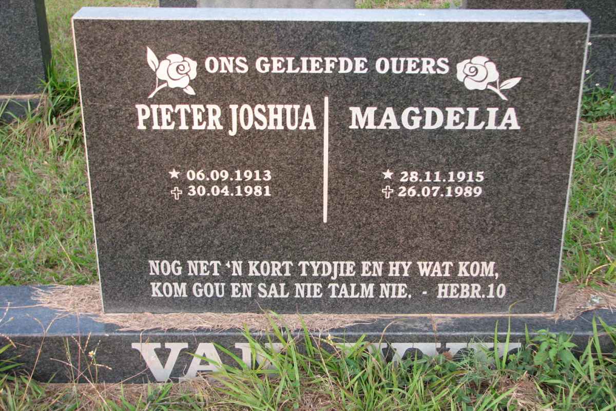 WYK Pieter Joshua, van 1913-1981 &amp; Magdelia 1915-1989