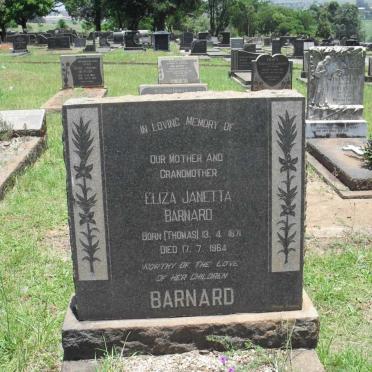 BARNARD Eliza Janetta nee THOMAS 1871-1964