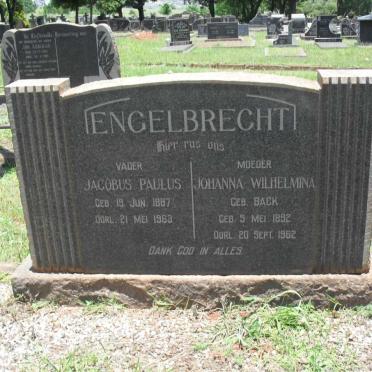 ENGELBRECHT Jacobus Paulus 1887-1963 &amp; Johanna Wilhelmina BACK 1892-1962