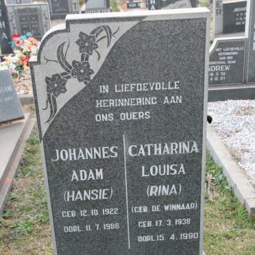 ERNST Johannes Adam 1922-1986 &amp; Catharina Louisa DE WINNAAR 1938-1990