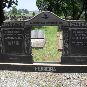 FERREIRA Gerhardus Petrus 1891-1972 &amp; Elizabeth Magdalena CRONJE 1899-1974