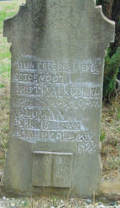 ROBBERTS Cristina Fredrika nee VELDMAN 1878-1922