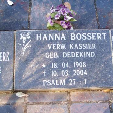 BOSSERT Hanna, formerly KASSIER, nee DEDEKIND 1908-2004