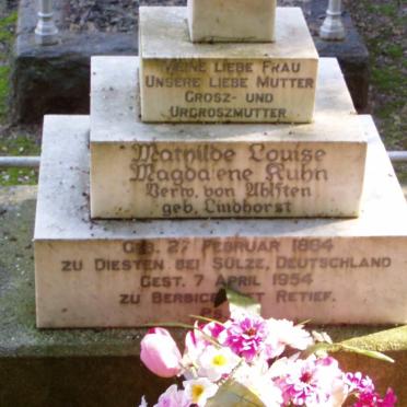 KUHN Mathilde Louise Magdalene formerly VON AHLSTEN nee LINDHORST 1864-1954