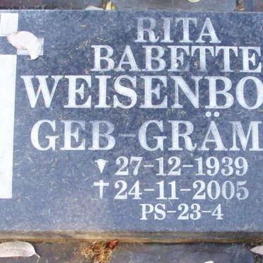 WEISENBORN Rita Babette nee GRAMER 1939-2005