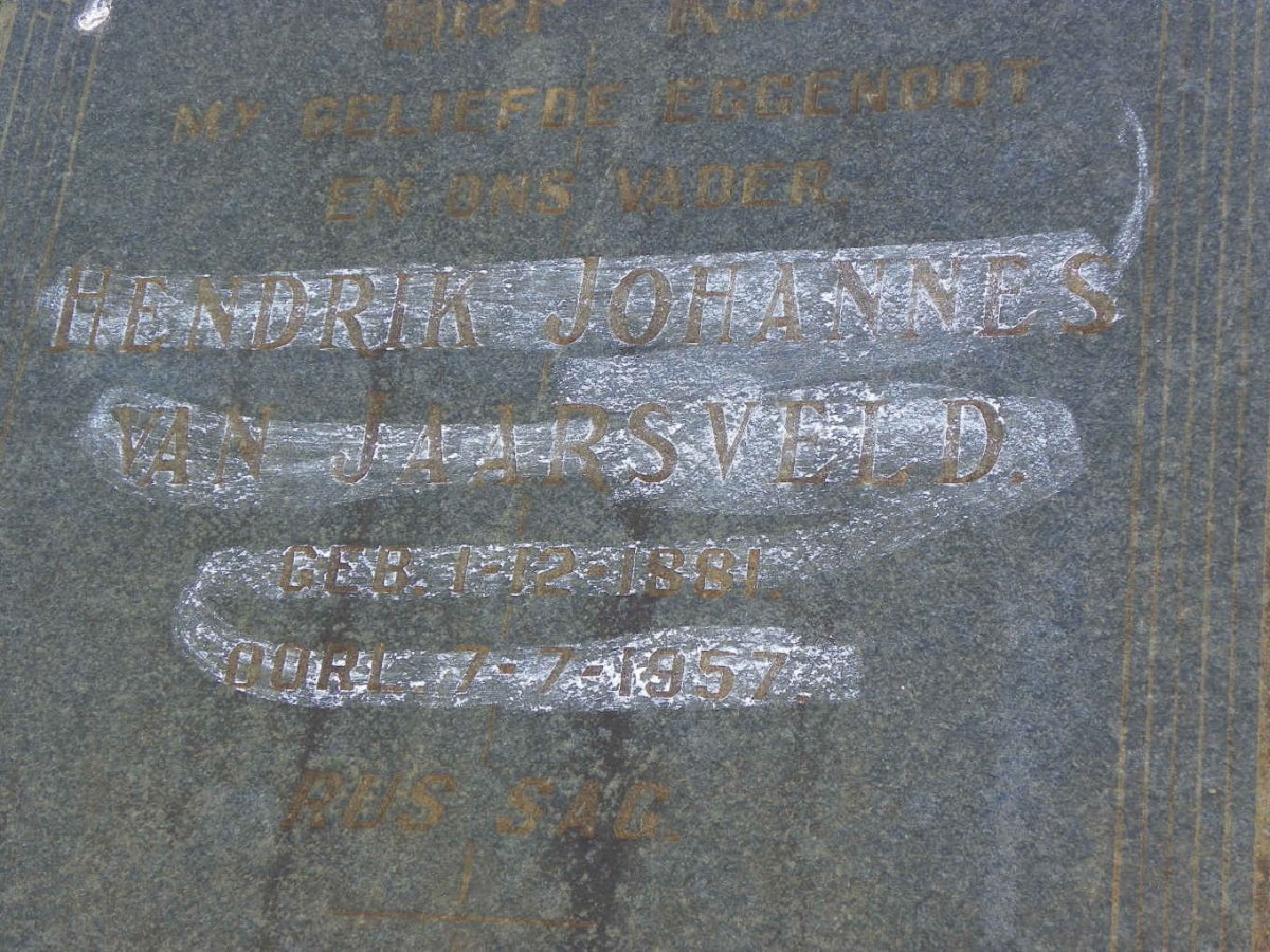 JAARSVELD Hendrik Johannes, van 1881-1957