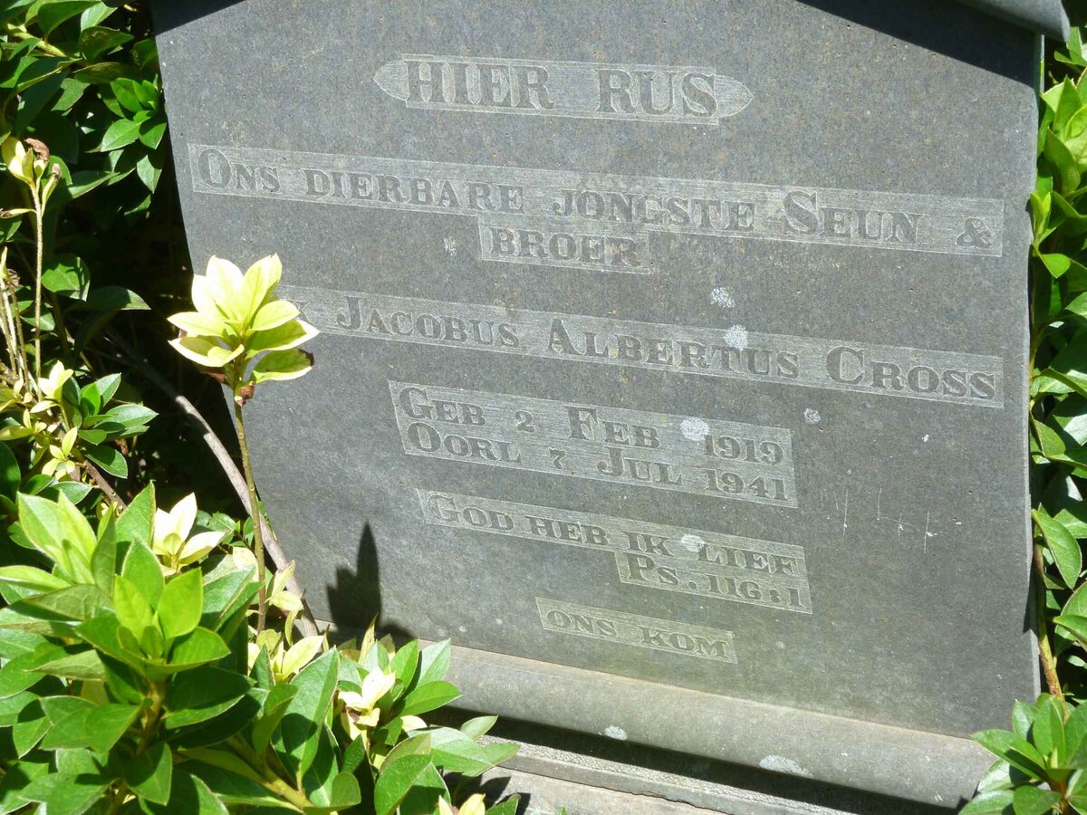 CROSS Jacobus Albertus 1919-1941