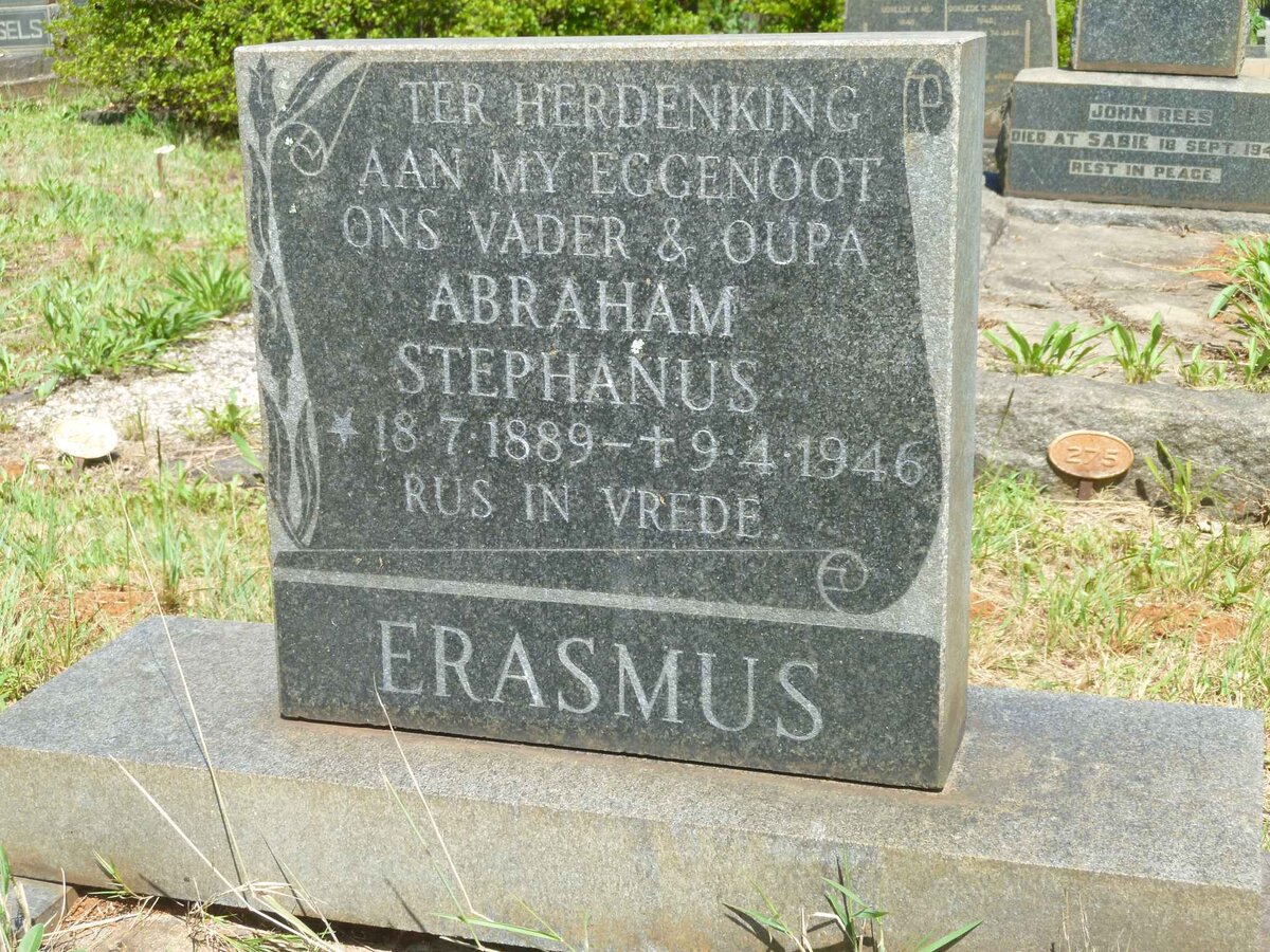 ERASMUS Abraham Stephanus 1889-1946