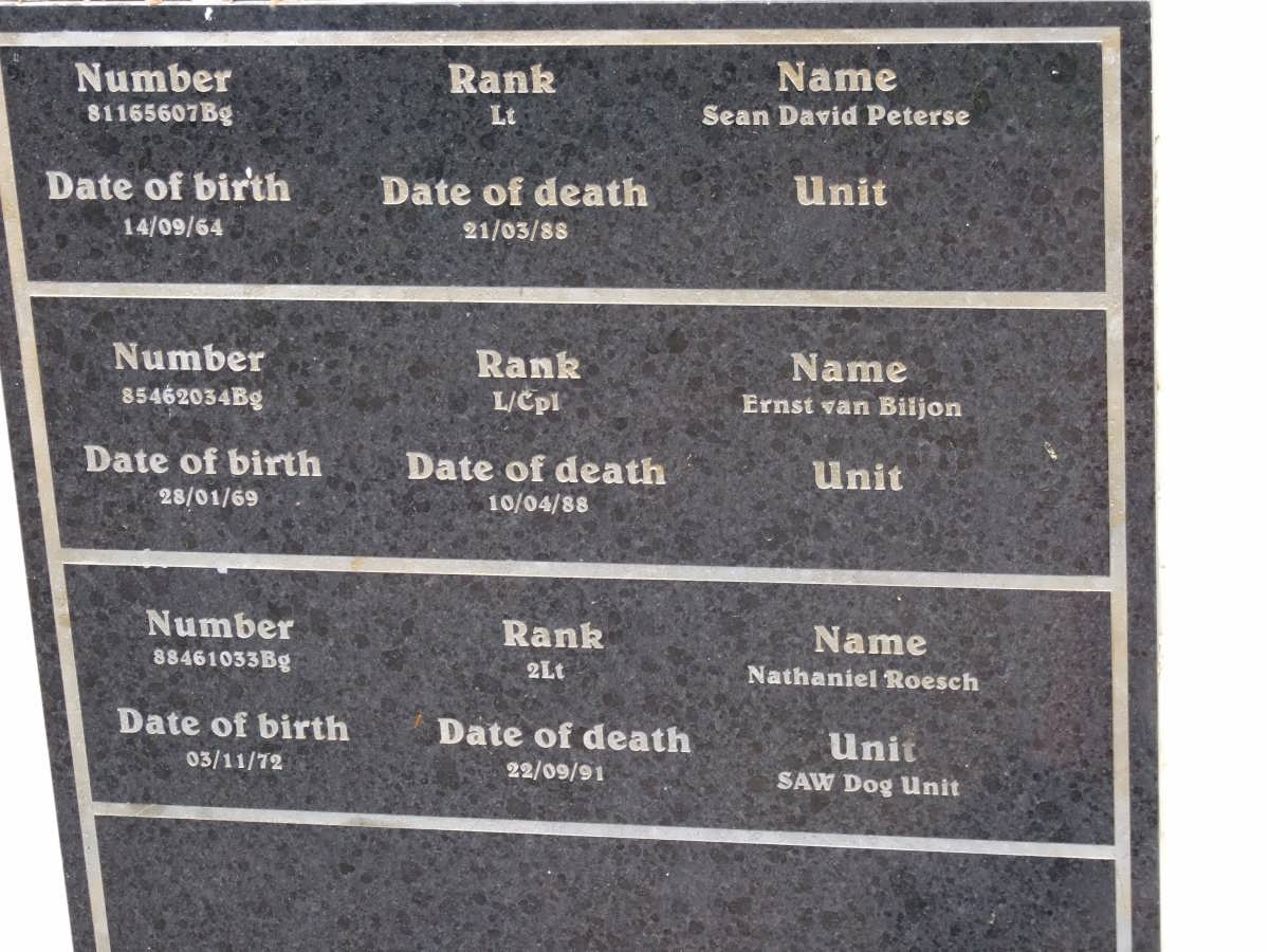 PETERSE Sean David 1964-1988 :: BILJON Ernst, van 1969-1988 :: ROESCH Nathaniel 1972-1991