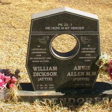 ADENDORFF William Dickson 1922-2000 &amp; Annie Allen M.M. 1922-