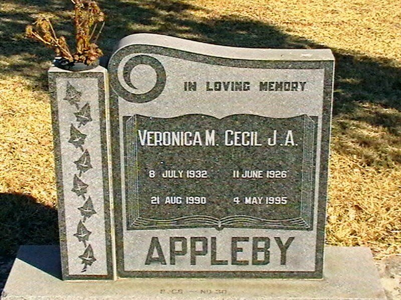 APPLEBY Cecil J.A. 1926-1995 &amp; Veronica M. 1932-1990
