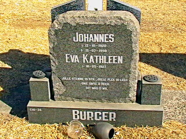 BURGER Johannes 1922-1998 &amp; Eva Kathleen 1927-