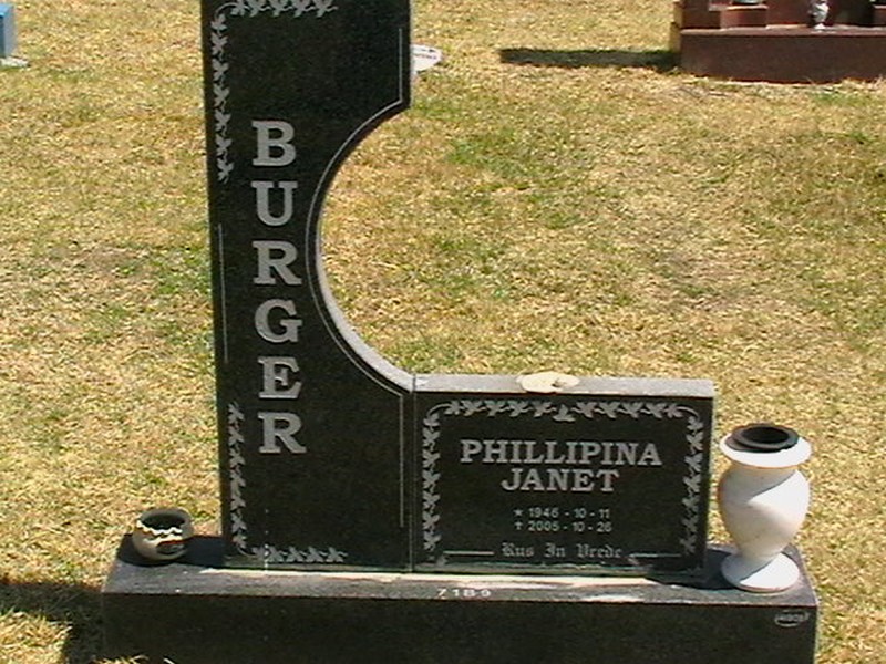 BURGER Phillipina Janet 1946-2005