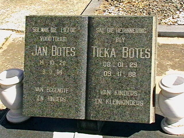 BOTES Jan 1928-1984 &amp; Tieka 1929-1988