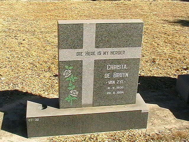 BRUYN Christa nee VAN ZYL, de 1930-1994