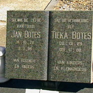 BOTES Jan 1928-1984 &amp; Tieka 1929-1988