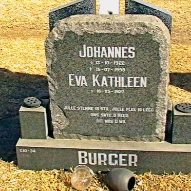 BURGER Johannes 1922-1998 &amp; Eva Kathleen 1927-