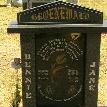 GROENEWALD Hennie 1937- &amp; Jane 1942-2005