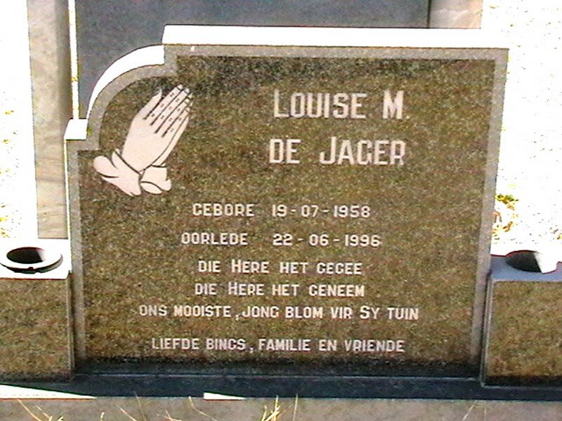 JAGER Louise M., de 1958-1996