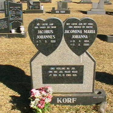 KORF Jacobus Johannes 1950- &amp; Jacomina Maria Johanna 1954-2000