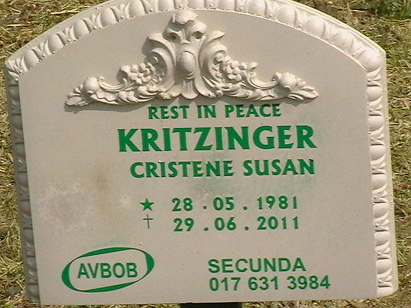 KRITZINGER Cristene Susan 1981-2011