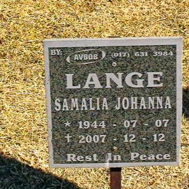 LANGE Samalia Johanna 1944-2007