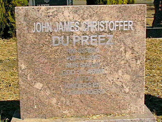 PREEZ John James Christstoffel, du 1934-2007