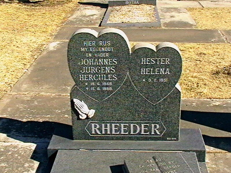 RHEEDER Johannes Jurgens Hercules 1948-1988 &amp; Hester Helena 1951-