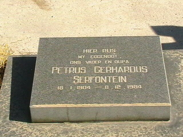 SERFONTEIN Petrus Gerhardus 1904-1984