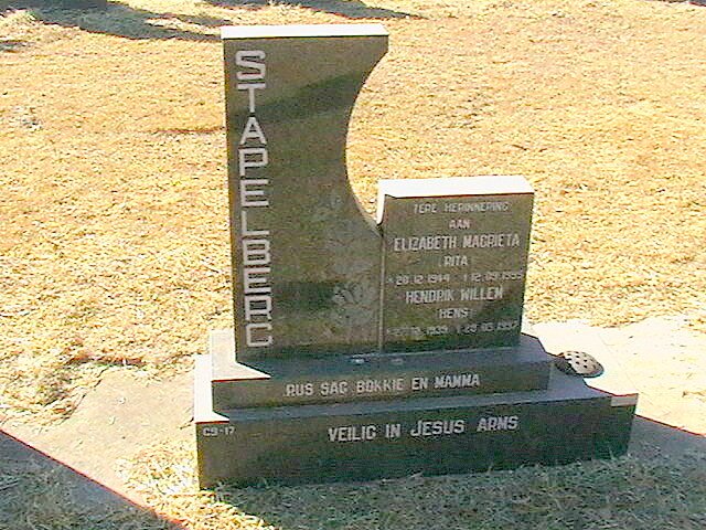 STAPELBERG Elizabeth Magrieta 1914-1995 :: STAPELBERG Hendrik Willem 1939-1992