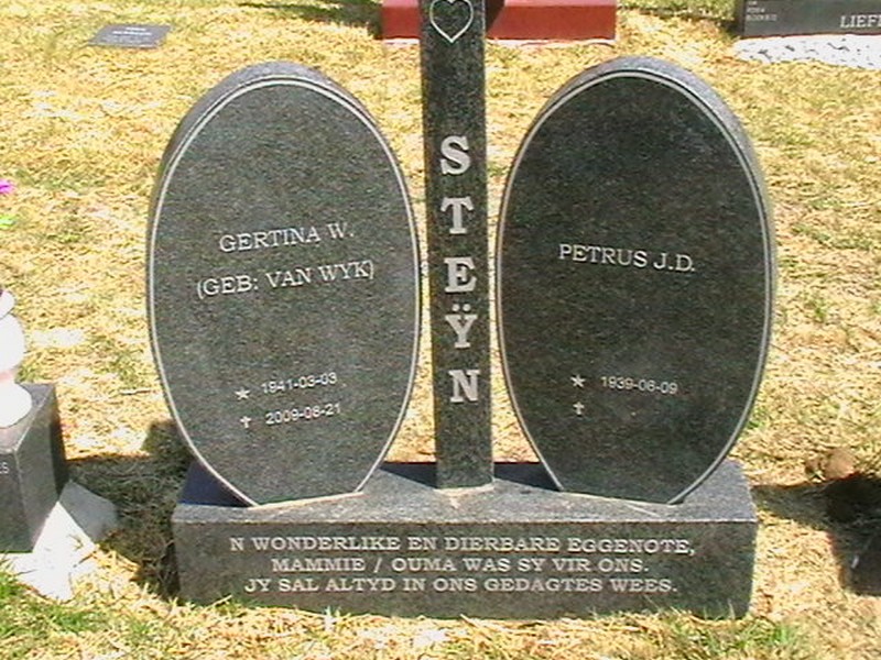 STEYN Petrus J.D. 1939- &amp; Gertina W. VAN WYK 1941-2009