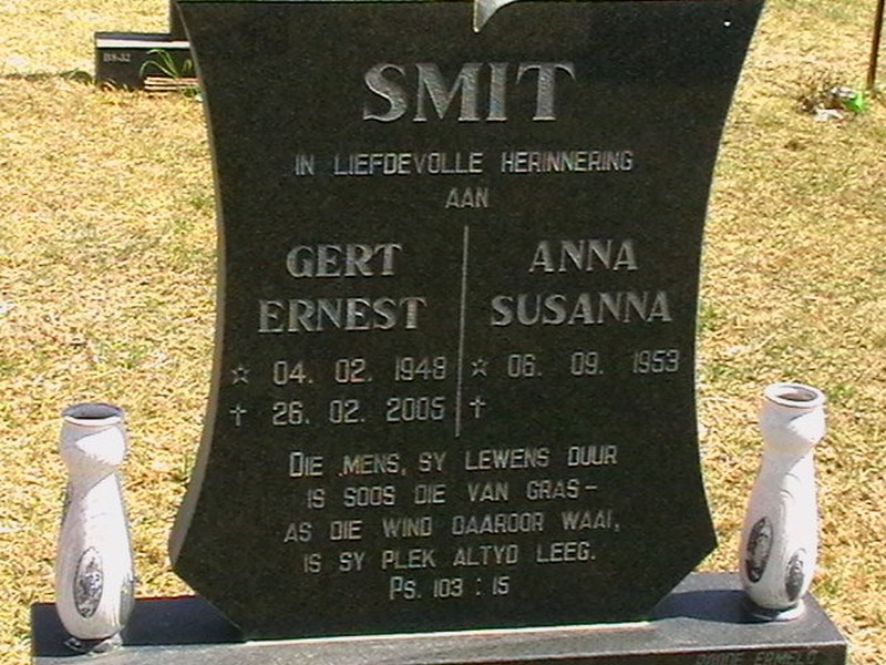 SMIT Gert Ernest 1948-2005 &amp; Anna Susanna 1959-
