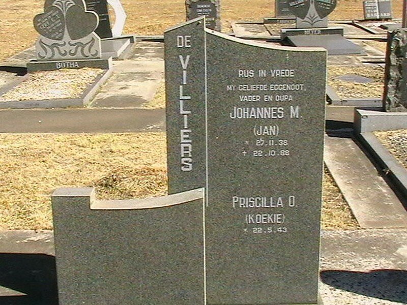 VILLIERS Johannes M. de 1938-1988 &amp; Priscilla O. 1943-